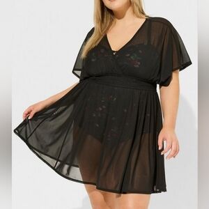 Torrid‎ Mesh Smock Waist Coverup Dress black size 2
